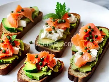 Avocado Toast With Smoked Salmon, Goat Cheese, and Capers