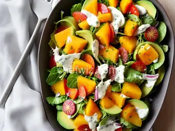 Avocado and Cantaloupe Salad with Creamy French Dressing