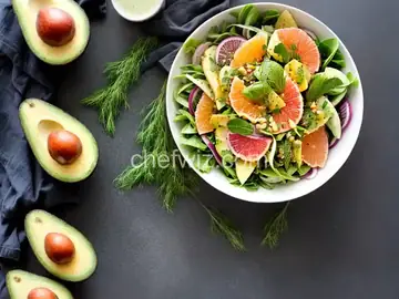 Avocado and Grapefruit Salad with Mint-Dill Vinaigrette