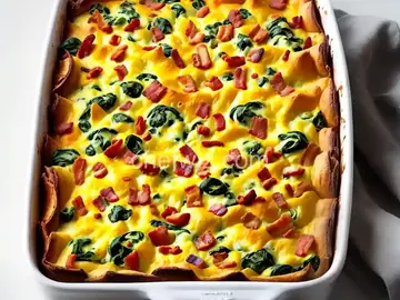 Bacon, Cheddar and Spinach Strata