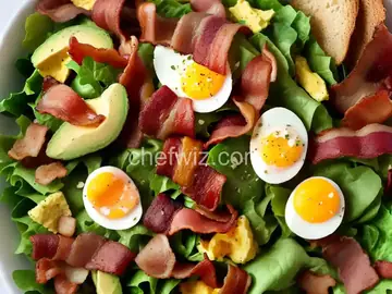 Bacon and Egg Breakfast Salad with Avocado Dressing