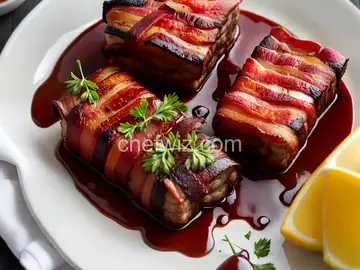 Bacon wrapped cube steak with hp sauce
