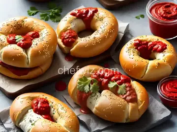 Bagel Dogs with Harissa Ketchup