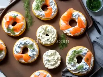 Bagels with Smoked Salmon and Whitefish Salad