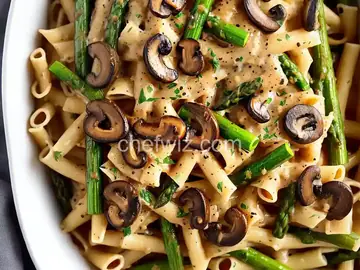 Baked Asparagus and Mushroom Pasta