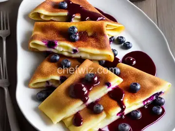 Baked Blintzes with Fresh Blueberry Sauce