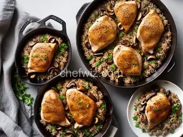 Baked Chicken Thighs With Mushroom Brown Rice