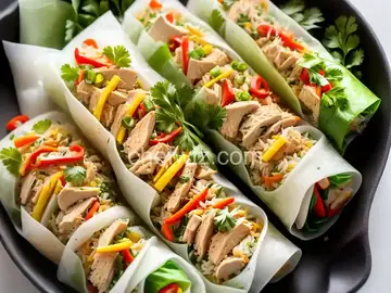 Baked Chicken and Vegetable Rice Paper Rolls