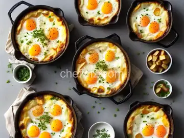 Baked Eggs with Farmhouse Cheddar and Potatoes