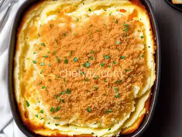 Baked Mashed Potatoes with Parmesan Cheese and Bread Crumbs