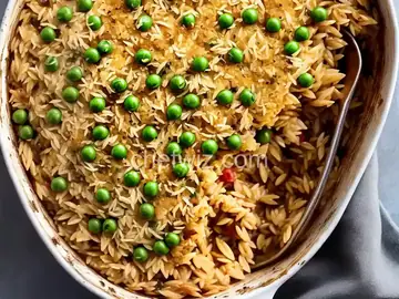 Baked Orzo with Fontina and Peas