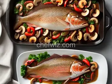 Baked Red Snapper with Shrimp and Mushrooms
