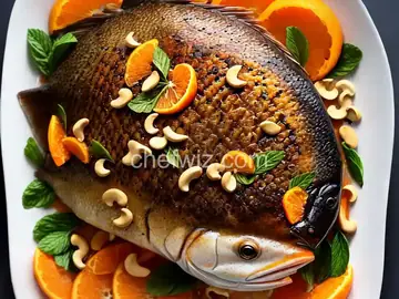 Baked Snapper with Mandarin Oranges, Cashews and Ginger