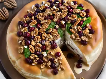 Baked Stuffed Brie with Cranberries & Walnuts