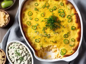 Baked Three-Cheese Onion Dip With Chive and Pepperoncini