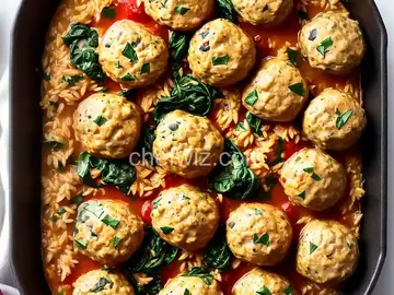 Baked Turkey and Spinach Meatballs with Orzo