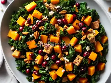 Balsamic Butternut, Kale and Cranberry Panzanella