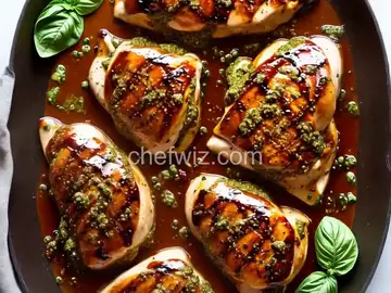 Balsamic-Glazed Stuffed Chicken Breasts with Pesto and Parmesan