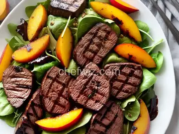Balsamic Grilled Steak Salad With Peaches