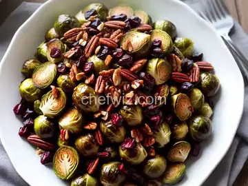 Balsamic Roasted Brussels Sprouts with Cranberries & Pecans