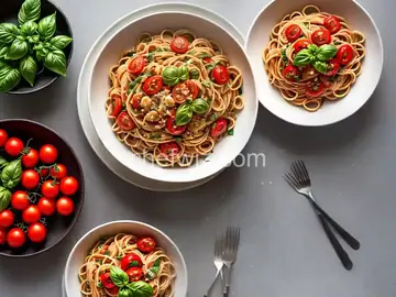 Barilla Whole Grain Spaghetti with Cherry Tomatoes and Basil