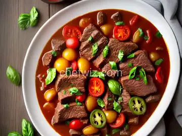 Beef, Green Chili and Tomato Stew