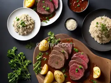 Beef Tenderloin Medallions with Potato Risotto