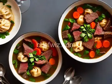 Beef and Wine Soup with Dumplings