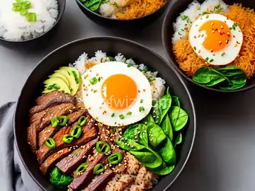 Beefsteak Donburi (Japanese Rice Bowl) With Spinach Recipe