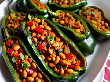 Beer Bean-Stuffed Poblano Peppers
