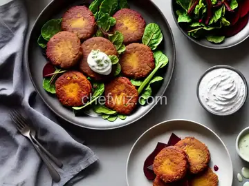 Beet Fritters With Beet Greens Yogurt