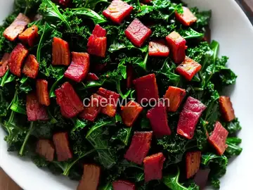 Beet Greens and Kale Sauteed with Bacon and Garlic