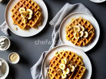 Belgian Buttermilk Waffles With Glazed Bananas