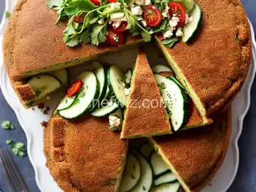 Big Baked Falafel Cake With Cucumber Salad