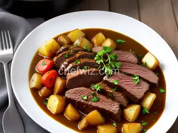 Bison Brisket with Roasted Potatoes & Gravy