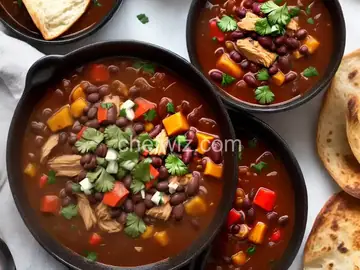 Black Bean Soup With Chorizo and Braised Chicken Recipe