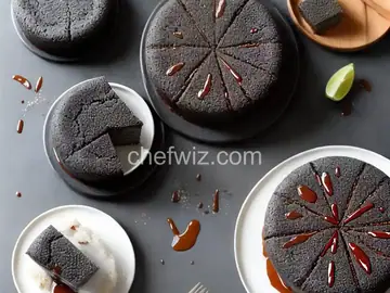 Black Sesame Mochi Cake With Black Sesame Caramel