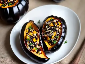 Black Wild Rice-Stuffed Acorn Squash