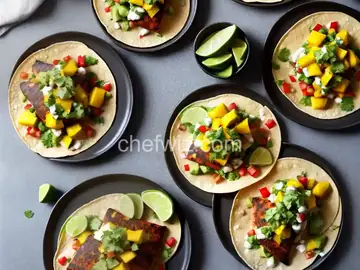 Blackened Salmon Tacos with Chunky Mango Avocado Salsa