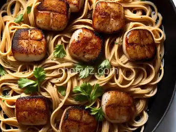Blackened Scallops over Angel Hair Pasta