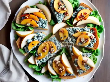 Blue Cheese, Pear, and Hazelnut Smørrebrød (Danish Open-Faced Sandwich) Recipe