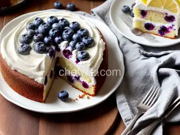 Blueberry Cake with Lemon-Mascarpone Cream