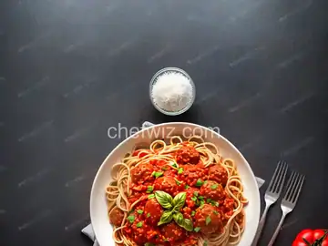 Bobby Flay's Spaghetti and Meat Balls with Tomato Sauce