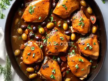 Braised Chicken Thighs With Olives and Herbs