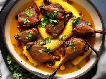 Braised Duck Legs with Polenta and Wilted Chard