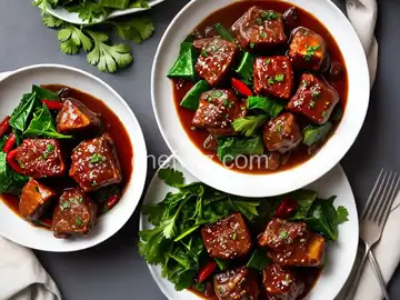 Braised Oxtails with Star Anise and Chinese Greens