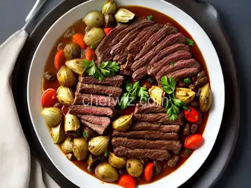 Braised Skirt Steak with Artichoke