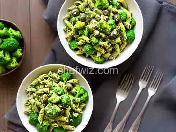 Broccoli Pesto Pasta with Green Olives
