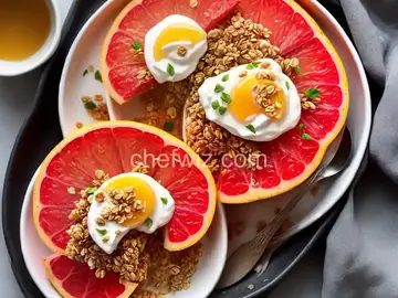 Broiled Grapefruit with Honey Yogurt and Granola