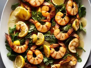 Broiled Lemon and Garlic Tiger Prawns